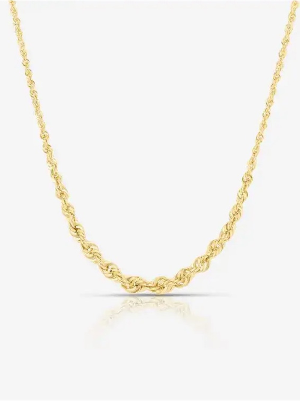 Ring Concierge Graduated Rope Chain Necklace 14k Hollow Yellow Gold